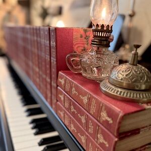 Antique Red Leather Book Set by William Makepeace Thackeray 1886